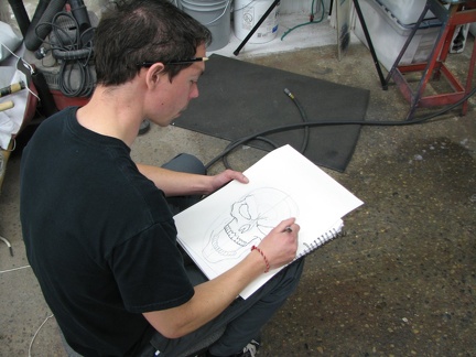 Dan drawing a full-sized template